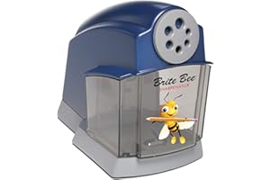 Brite Bee Sharpenator – Heavy Duty Classroom Electric Pencil Sharpener for Teachers & Students – Quiet Motor, Auto Stop, Large Bin, Helical Blade – Sharpens All Pencil Types