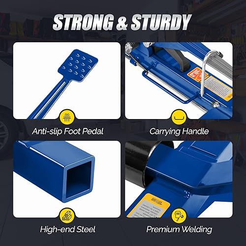 TUFFIOM Hydraulic Car Wheel Dolly Set (2-Pack) – 1500-lb Capacity, 12" Wide Tire, 360° Casters, Blue