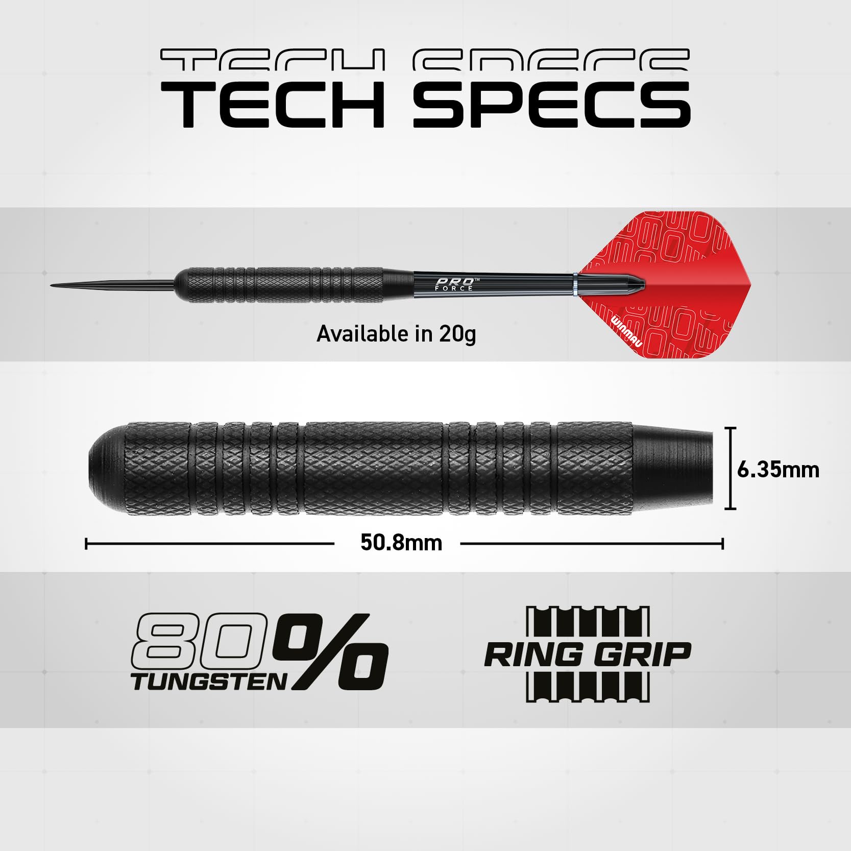 WINMAU Blade 360 Triple Core Carbon Dartscheiben Set – Professionelle Winmau Dartscheibe Steeldart aus Sisal mit Zwei 19 g Darts, schwarzen und roten Flights, Checkout Karte und Zubehör 4