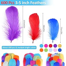 600 Pcs Feathers for Crafting, 3-5 inch Craft
