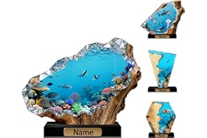 Personalized Resin-Like Underwater Diving Scene Figurine, Colorful Coral Reef, Fish & Divers Decoration with Custom Name Plat