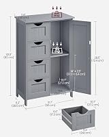VASAGLE Bathroom Floor Storage Cabinet 4 Drawers 1 Door Mystic Grey LHC041P36 view 7