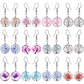 4-12 Pairs Multicolor Dangle Earrings Set for Women-Flower Life of Tree Ball Hypoallergenic Drop Dangle Earrings Wholesale in Bulk