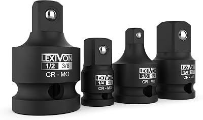 LEXIVON LX-112 Impact Socket Adapter Reducer Set of 4 1/2 to 1/4