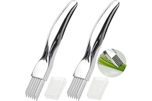 LSYJING 2 Slicing Knives, 2024 New Kitchen Gadgets Stainless Steel Scallion Knife, Multi-Functional Kitchen Slicing Flower Kn