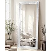 ABSWHLM Full Length Mirror 71"x30" Solid Wood Frame Floor Large Mirror for Living Room, Bedroom Hanging or Leaning Wall-Mounted, White