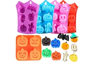 WINERMING Pumpkin Silicone Mold Halloween Cake Mold 5 PIECE Chocolate Molds Silicone with Ghost Pumpkin Bat & Witch Hat Cookie Molds for Candy Gummy Jello Ice Cube Crayon Melt Biscuits,Soap Pumpkin Baking Mold