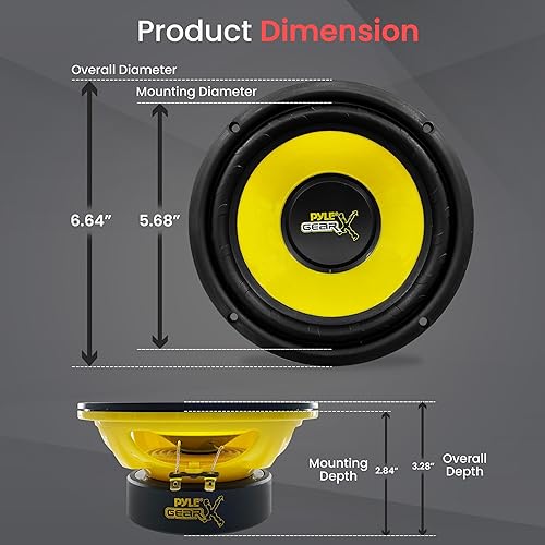 Pyle Inch Mid Bass Woofer Sound Speaker System Pro Loud Range Audio  300 Watt Peak Power w/ Ohm Impedan