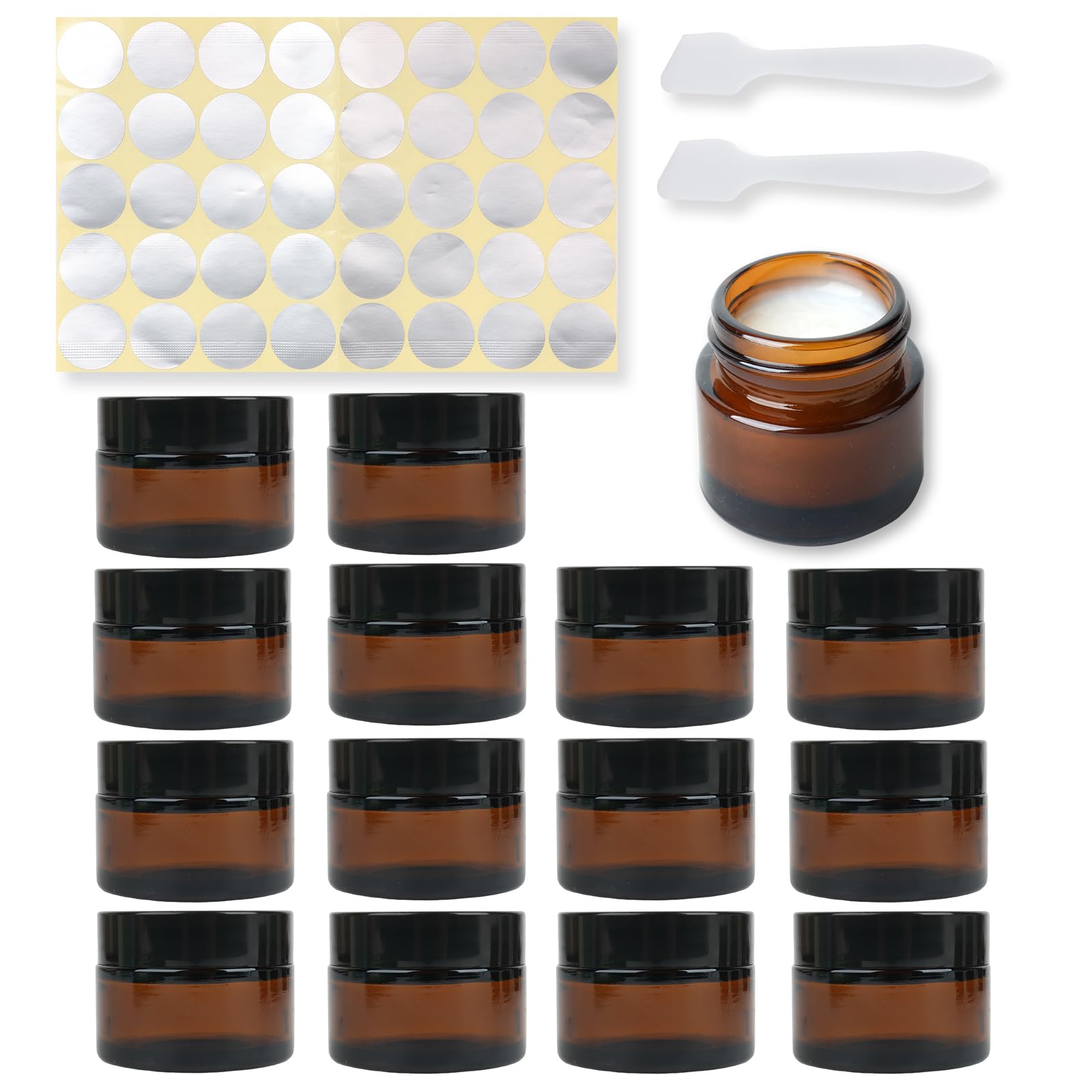 amber glass jars,empty cosmetic jars with lids 14 x 20ml,Small Sample Pots