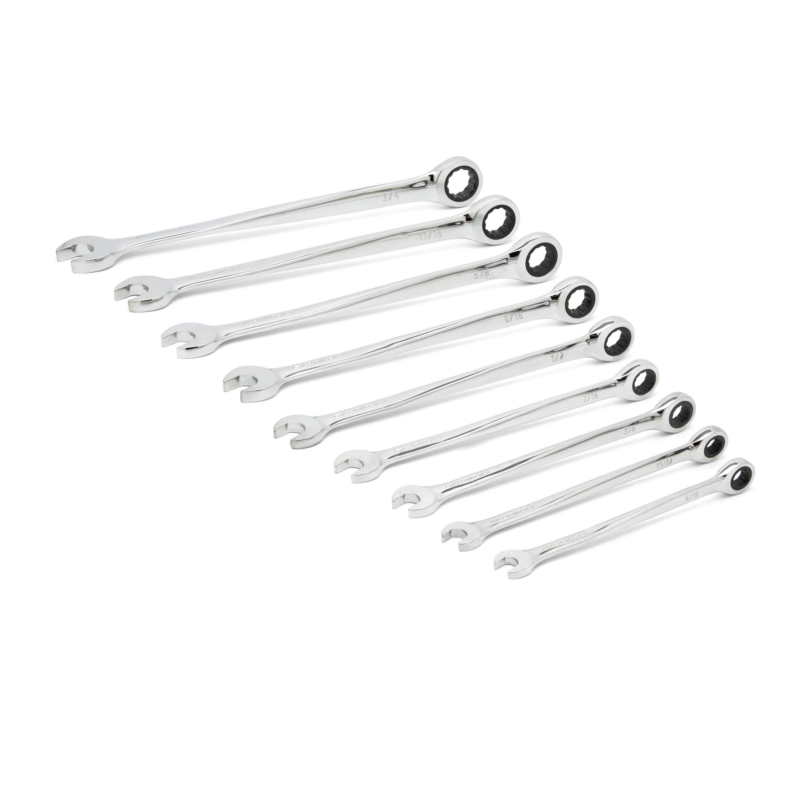 GearWrench 9 Pc. 12 Point XL X-Beam Ratcheting Combination Wrench Set, SAE - 85898