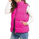 Polu Puffer Vest Women Zip Up Stand Collar Sleeveless Puffer Vests Oversized Padded Gilet Jacket