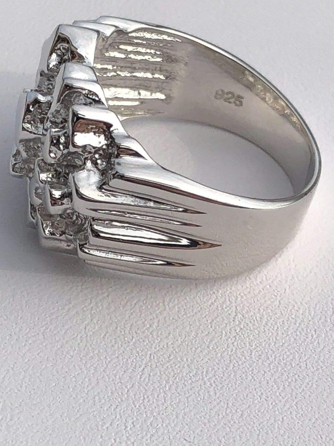 Harlembling Solid 925 Sterling Silver Men's Silver Ring - Nugget Ring - Pinky or Ring Finger - Sizes 7-13|