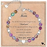 Wisedawn Healing Natural Stone Beacelet for Mom, Unique Birthday Valentines Christmas Gift with Quote Card to Show Your Love