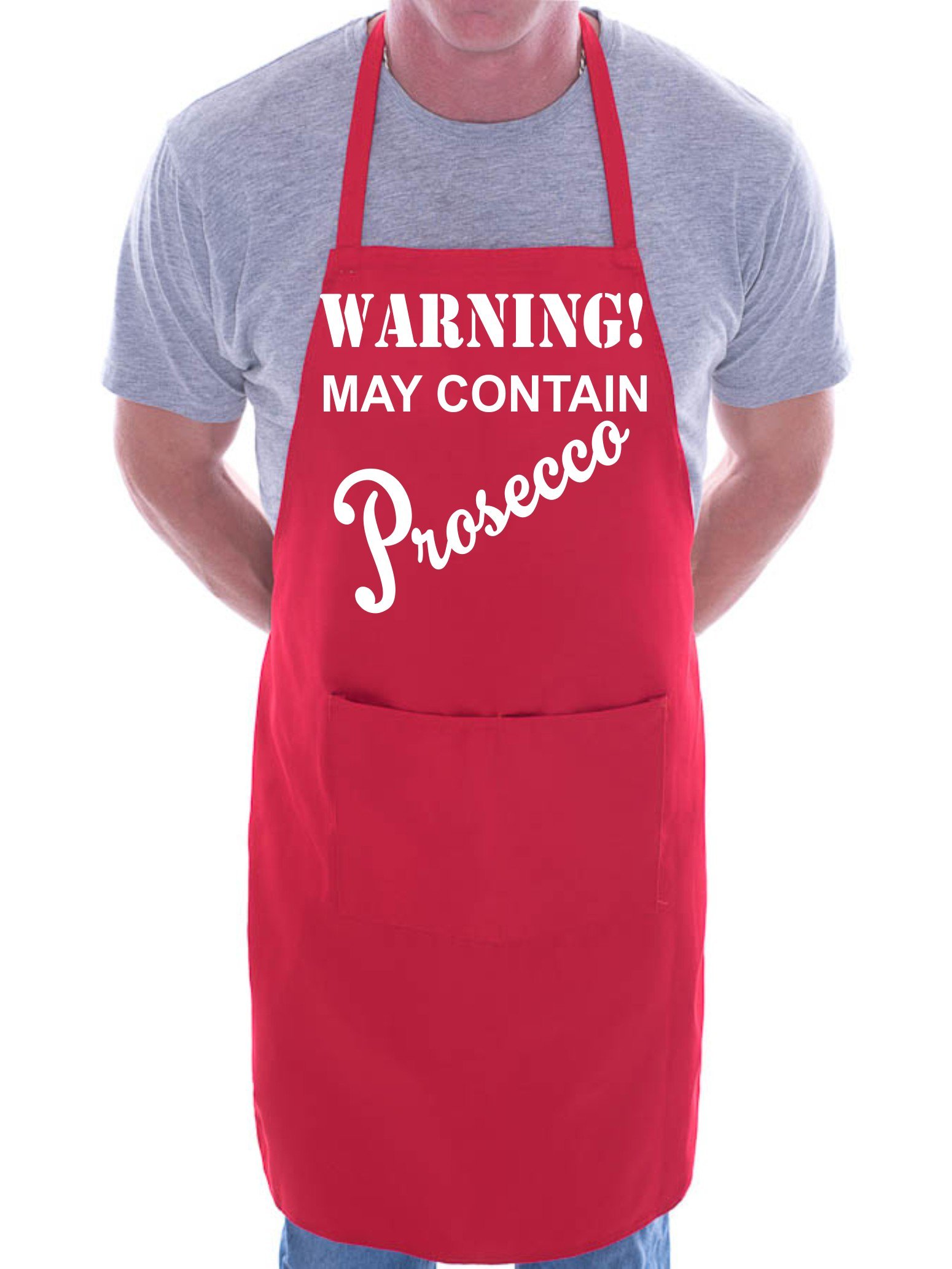 Print4U Warning Contains Prosecco BBQ Cooking Funny Novelty Apron Red
