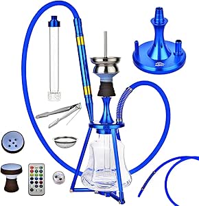 Cachimba Premium 45cm de Shisha Portátil con LED, Bolsa + Cuenco