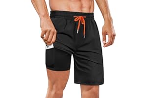 BLATIAL Mens Swim Trunks with Compression Liner 2 in 1 Quick Dry Swimming Shorts Swimwear Bathing Suits with Pockets