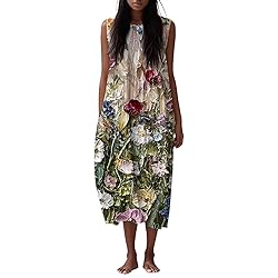 Dresses for Women Summer Fall Cotton Linen Midi