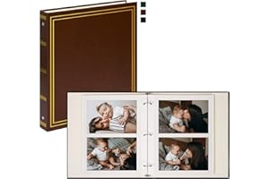 Vienrose Photo Album Self Adhesive Leather Cover 3 Ring Binder Vintage Printed Photo Book fits 4x6 5x7 Memory Book with Blank Sticky Pages for Travel Wedding 25 Sheets / 50 Pages, Retro Red