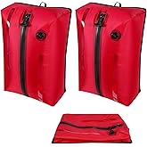 Newdehenm Reusable TPU Travel Vacuum Compression Bags - Waterproof Space Saver Bags for Luggage, Suitcase, Backpack, Storage Organizer (2 Pack, Red)