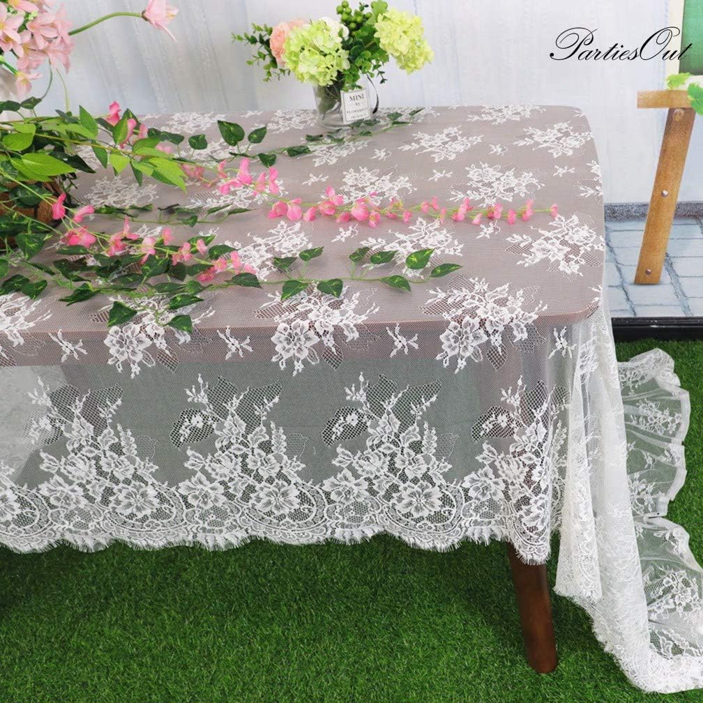 Amazon Com Partiesout Embroidered Lace Tablecloth White 60x120