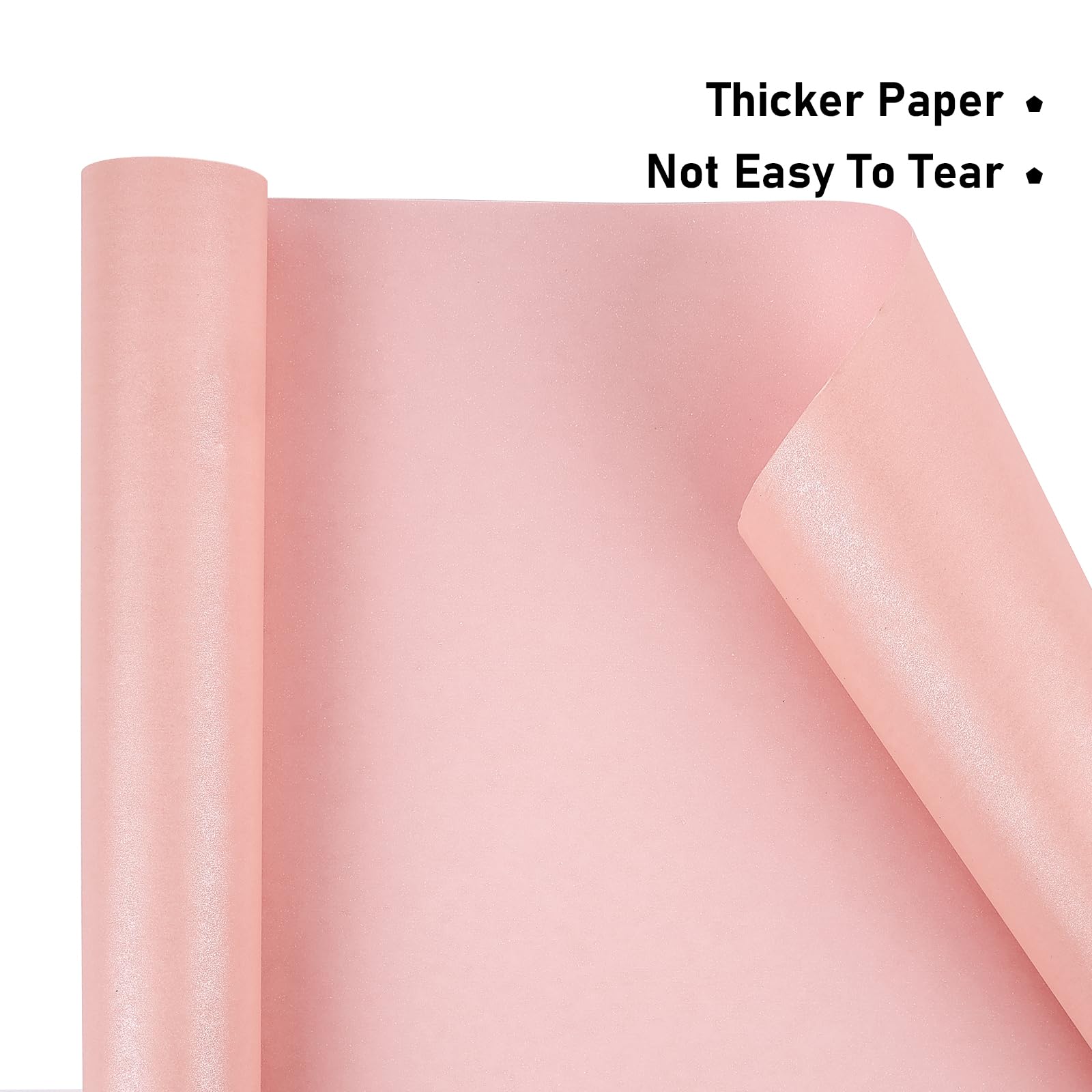 NESCCI Pink Matte Wrapping Paper,Solid Color Pearly-Lustre Paper,Gift Wrapping Paper,Perfect for Wedding,Valentine's Day,Birthday, Christmas,Baby Shower,DIY Bouquet (17 Inches X 32.8 Feet)