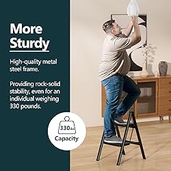 WOA WOA 2 Step Ladder, Step Stool Foldable with