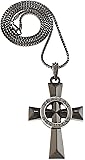 Veritas Aequitas Necklace New Small Two Tone Gun Metal Color With Silver Color Pendant 24 Inch Box Chain