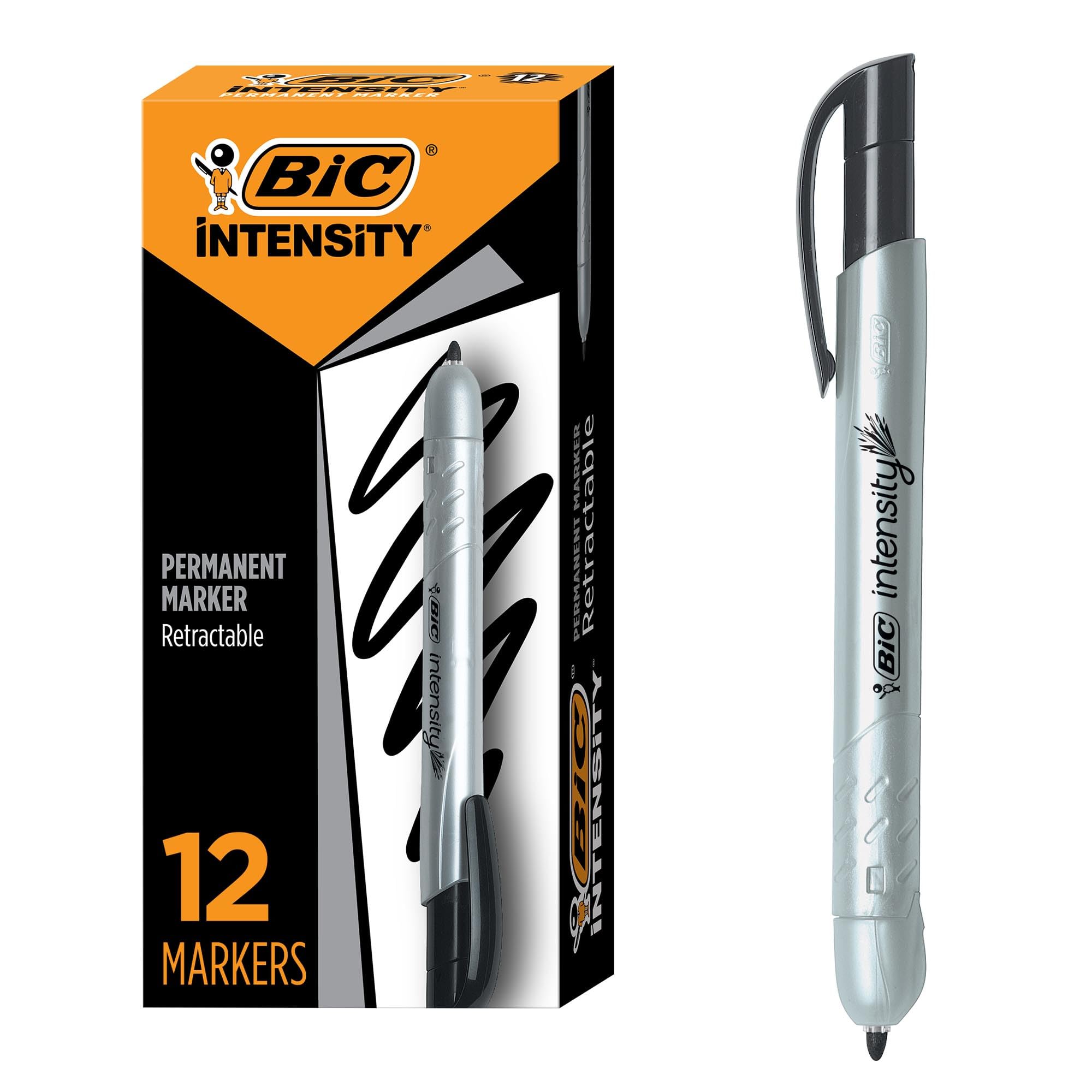 Photo 1 of **INCOMPLETE, 9-PACK ONLY** BIC Intensity Retractable Permanent Markers, Fine Bullet Tip, Black, 9-Count Pack, Permanent Markers for Teachers and Office Supplies
