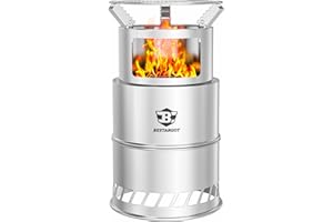 Bestargot Hobo Stove Gas Stove, Camping Wood Stove and Gas Camping Stove Made of Stainless Steel, Portable Outdoor Stove Hobo