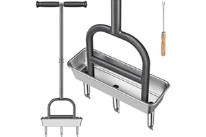 Dolibest Lawn Coring Aerator, Manual Lawn Aerator, 3 Stainless Steel Corer Plug Aerator with Soil Core Storage Tray, Pre-Assembled Manual Grass Aerating Tool & Clean Hand Tool, Improving Lawn Health