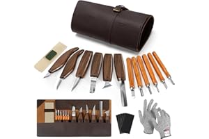 Wood Carving Kit, 17 Pack Wood Whittling Kit Hand Carving Knife Tools Set for DIY Sculpture Carpenter Experts & Beginners