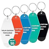 Paintechz Custom Vintage Hotel Motel Keychains 100 Pack, Personalized Logo, Text Bulk - Perfect for Tradeshows, Campaign Gifts - Customizable Key Tags