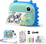 HiMont Kids Camera Instant Print 20MP Dual Lens 32GB Blue 3 Rolls Paper