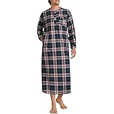 Latuza Men's Long Nightgown Cotton Flannel Nightshirts for Sleeping