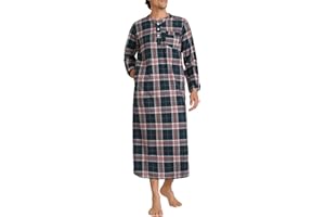 Latuza Men's Long Nightgown Cotton Flannel Nightshirts for Sleeping