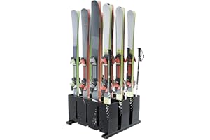 TOCRETOARE Ski Storage Rack for Garage, 12 Pair Heavy Duty Steel Freestanding Ski Storage Organizer, Indoor Ski Holder Racks for Home and Garage Storage