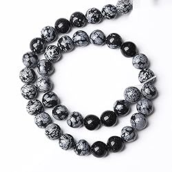 Natural Snowflake Obsidian Beads Round Loose Stone