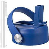 RRegeny Straw Lid for Hydro Flask Wide Mouth 32 40 oz, Straw Lids with Flexible Handle and Straws compatible with HydroFlask, Replacement Sports Flex Cap Wide Mouth Top 32 40 oz