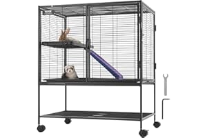VEVOR 36" Rolling Metal Ferret Cage, Large 2-Tier Critter Nation Cage, Small Animal Cage with Ramps & Tray, Easy to Set up for Pet Mice, Hamster, Guinea Pig, Chinchilla, Squirrel, Hedgehogs, Bunny