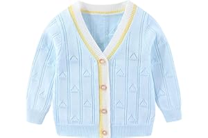 FNAOBAI Toddler Boys Cardigan Sweater Boys Long Sleeve V-Neck Cotton Sweater Kids Jacket Knit Button Tops Outwear for Fall Winter