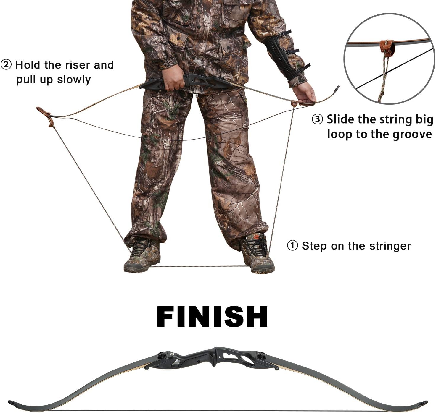 ASDW Archery Recurve Bow Stringer Bow String Tool Bowstring Rope Limbsaver Tool for Recurve Bow and Traditional Longbow : Sports & Outdoors