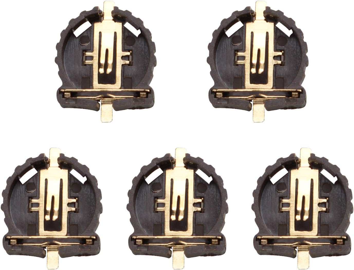 HALJIA 5Pcs CR1220 LIR1220 Horizontal Coin Button Cell Battery Socket Holder Container Case Brown, 1.85 x 1.5 x 0.5cm