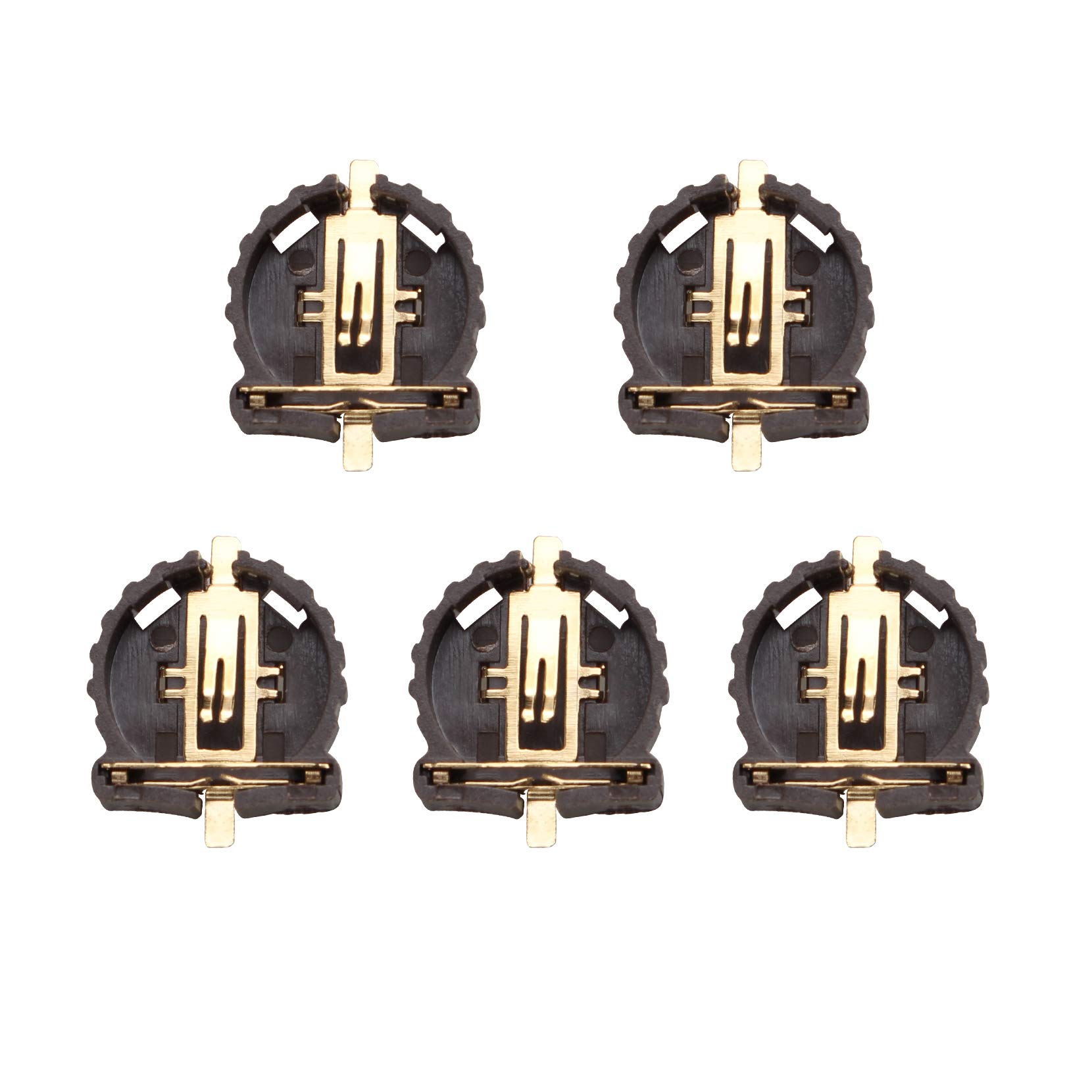 HALJIA 5Pcs CR1220 LIR1220 Horizontal Coin Button Cell Battery Socket Holder Container Case Brown