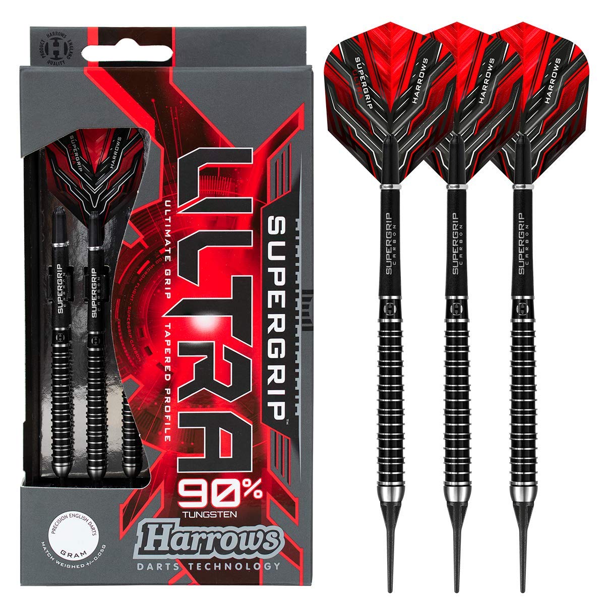 Harrows Supergrip Ultra 90% Tungsten Soft Tip Darts (18)