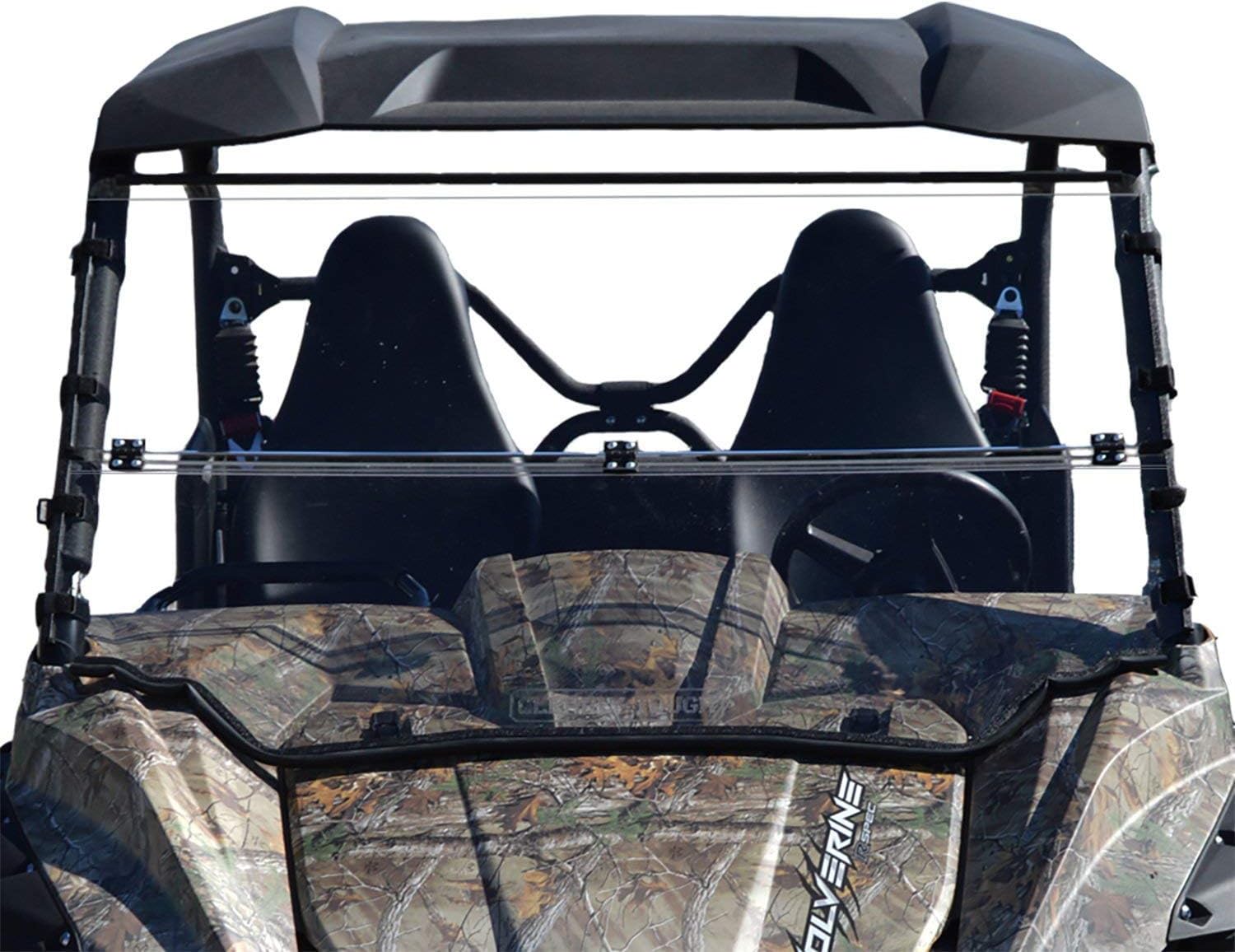 Clearly Tough Full Folding Windshield for the original Yamaha Wolverine (2016-2018) - Lexan MR10 Premium Polycarbonate w/Scratch Resistant Hard Coat. Made in America!!