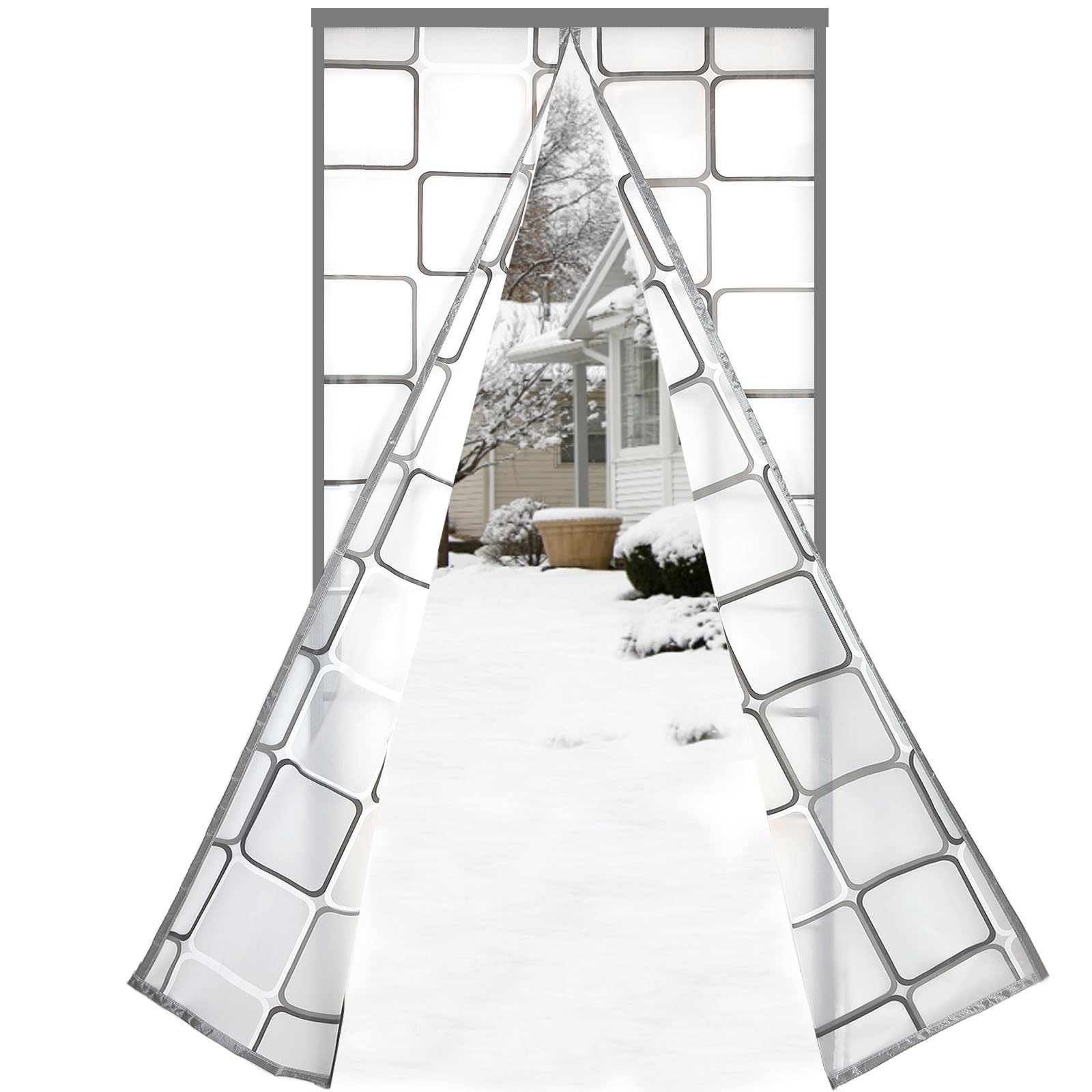 Risareyi Magnetic Thermal Insulated Door Curtain 90x210cm, Grey EVA Door Cover Window Cover Dustproof Windproof Waterproof Keep Warm in Winter for Air Conditioner Room Heater Room Patio Kitchen