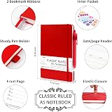 Feela A5 Notebooks Multipack 3 Pack with 3 Black Pens Red Hardcover 128 Pages view 2