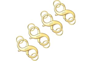 Lobster Clasp Necklace Bracelet Extender with 2 Circles,925 Sterling Silver Plated with 14K Gold Necklace Connector, Plated 1