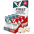 First Energy Caffeine Gum Variety Pack, Sugar-Free & Fast-Acting Focus & Energy Gum Booster for Sports, Work, Study, Drive & On-The-Go Alertness, 6 Pack of 10 Pieces (3 Fresh Mint Packs & 3 Sweet Mint)