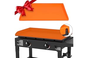 PATIOLAB 28 Inch Silicone Griddle Cover Mat for Blackstone Griddle, Essential Edge to Edge Protection, Durable Heavy Duty Flat Top Grill Cover Mat for All Seasons, Orange